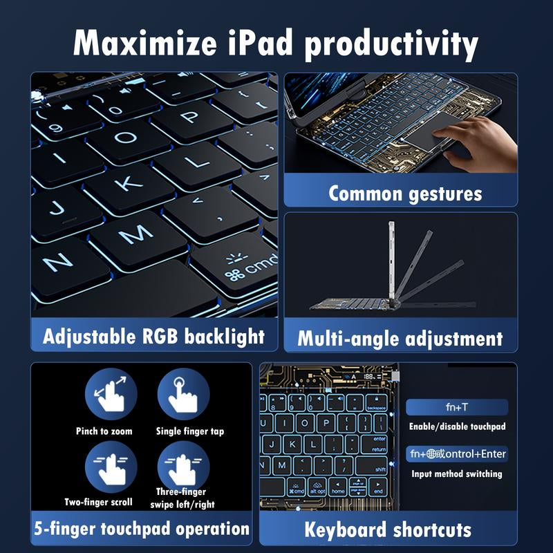 Lecsas Newest 360 Swivel Keyboard with Transparent Case for Ipad(Not Include Ipad!!!)