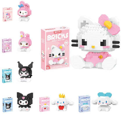 Hello Kitty Building Block Sanrio Anime Figure Kuromi Assembled Toys Decorative Ornament Model My Melody Children'S Puzzle Gifts