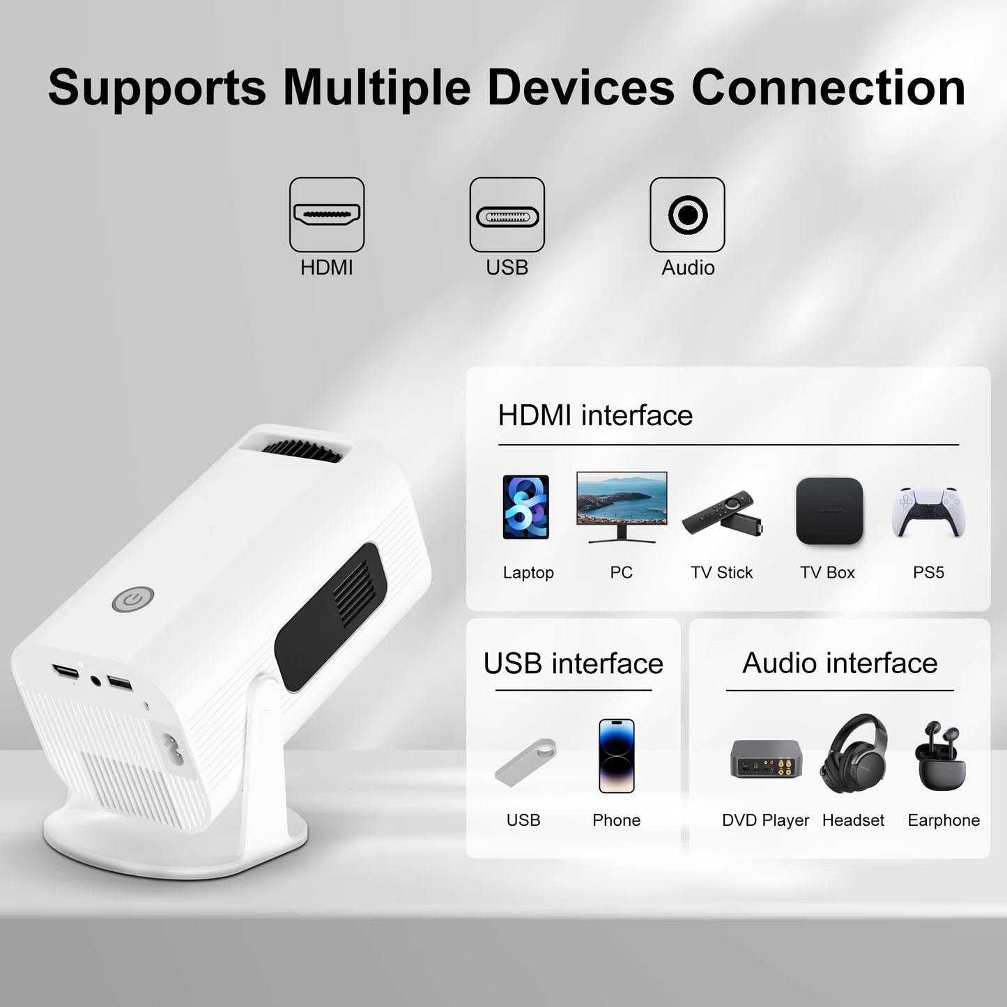 P330 Mini Projetor Android 11 300 ANSI 4K 8K 1080P Wifi6 BT5.0 Home Cinema Portable Projector