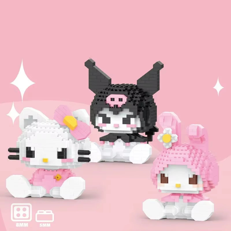 Hello Kitty Building Block Sanrio Anime Figure Kuromi Assembled Toys Decorative Ornament Model My Melody Children'S Puzzle Gifts