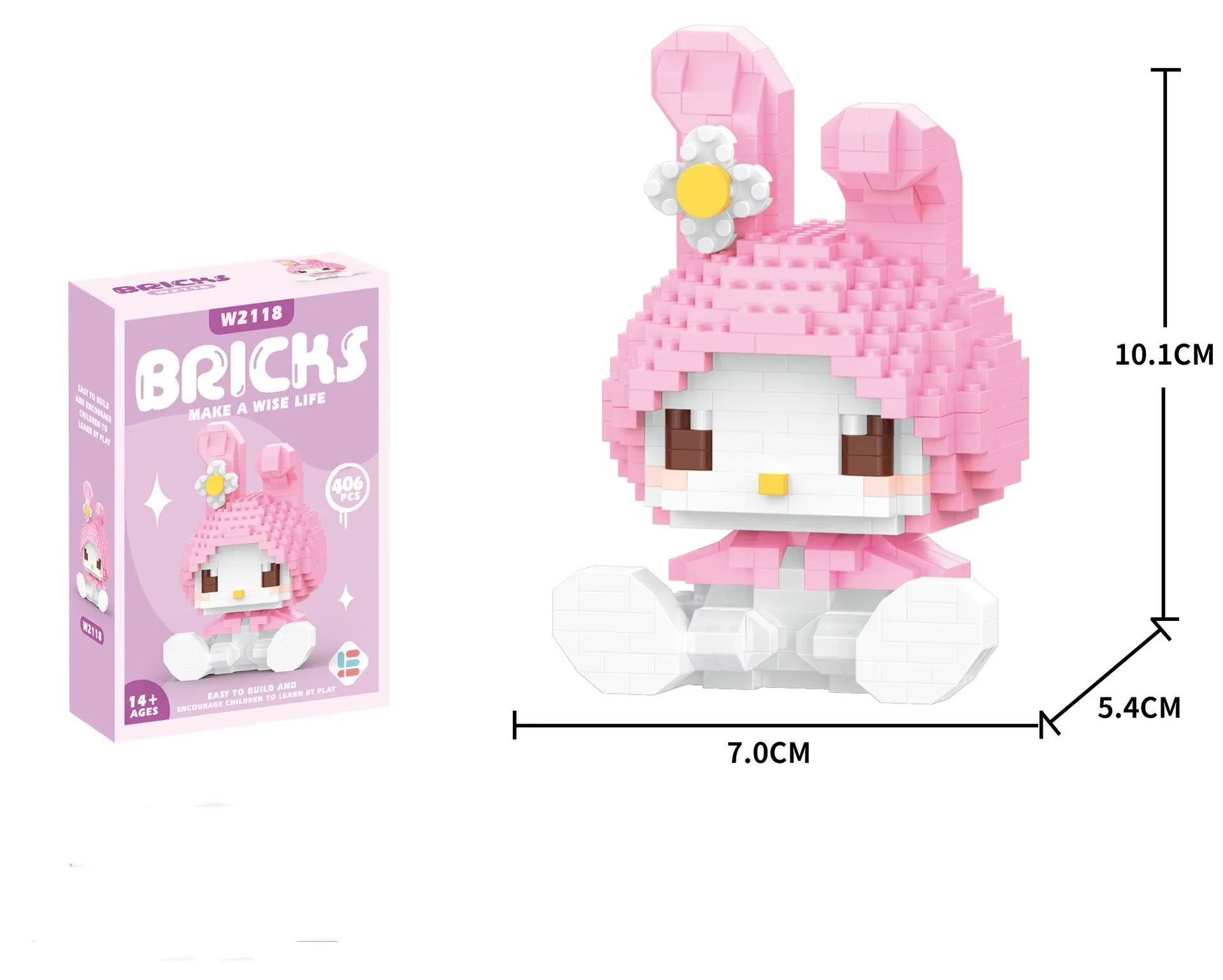 Hello Kitty Building Block Sanrio Anime Figure Kuromi Assembled Toys Decorative Ornament Model My Melody Children'S Puzzle Gifts