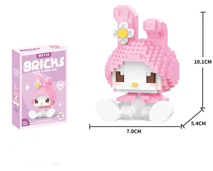 Hello Kitty Building Block Sanrio Anime Figure Kuromi Assembled Toys Decorative Ornament Model My Melody Children'S Puzzle Gifts