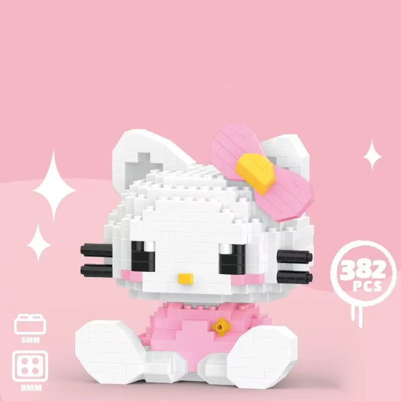 Hello Kitty Building Block Sanrio Anime Figure Kuromi Assembled Toys Decorative Ornament Model My Melody Children'S Puzzle Gifts