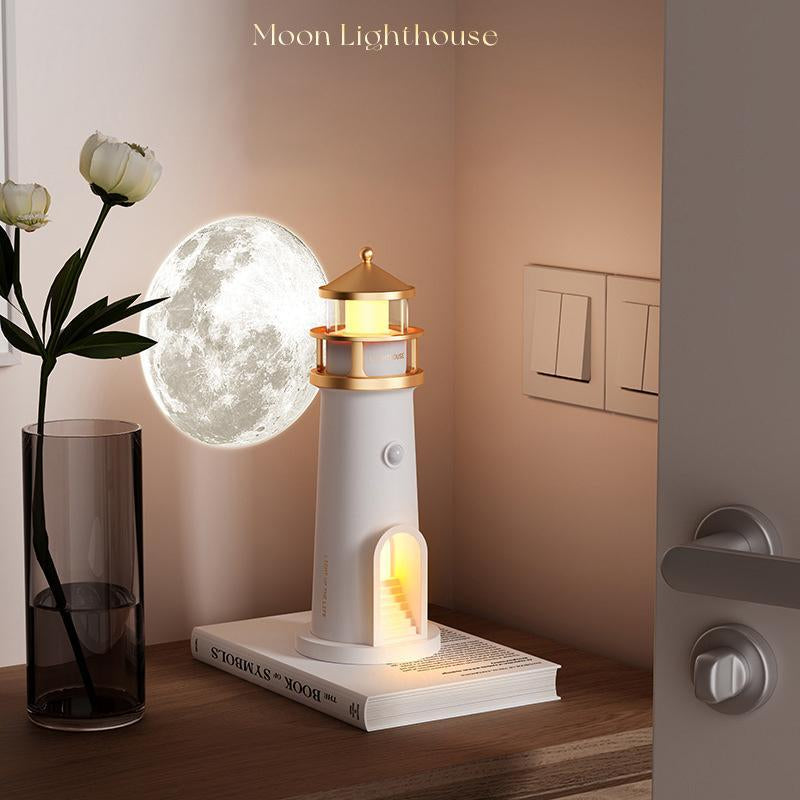 Moonlight Lighthouse Projection Ambient Light, 1 Count Creative Table Lamp, Human Motion Sensor Night Light for Room Decoration, Gift for Friend & Family