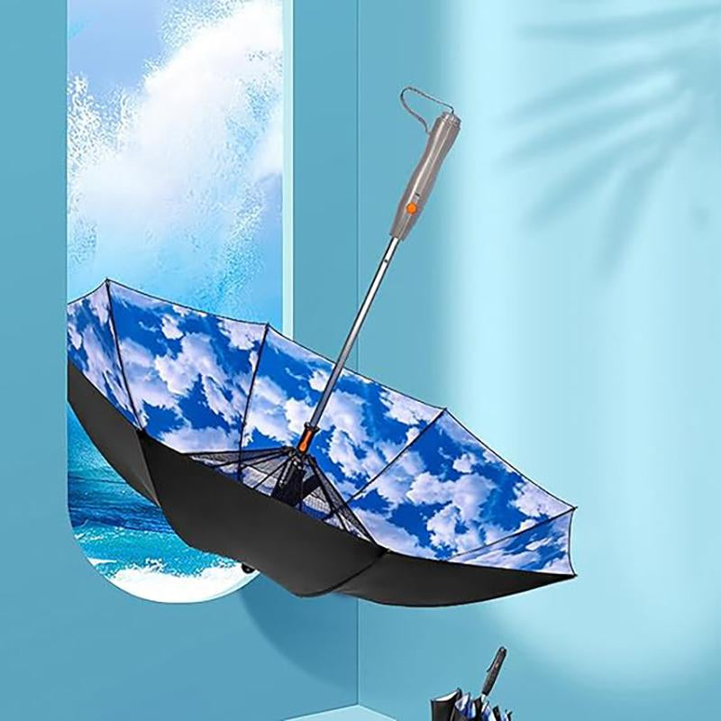 2024 3 in 1 UV Blocking Umbrella with Fan, Lightweight Folding Umbrella with Fan and Mister for Fishing, Golfing, Patio, Sand, and Travel - USB Rechargeable Cover Sun Umbrella Large Umbrella