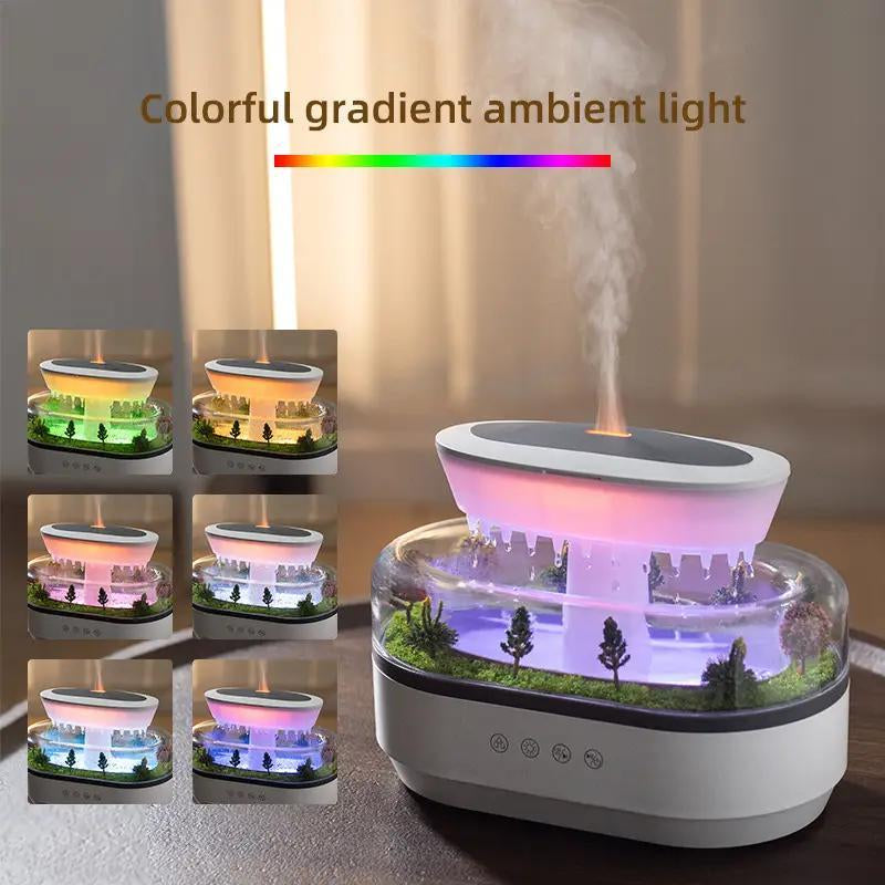 Cloud & Rain Micro Landscape Humidifier, 1 Count Aroma Diffuser with 7 LED Lights, Air Humidifier for Bedroom, Living Room, Office