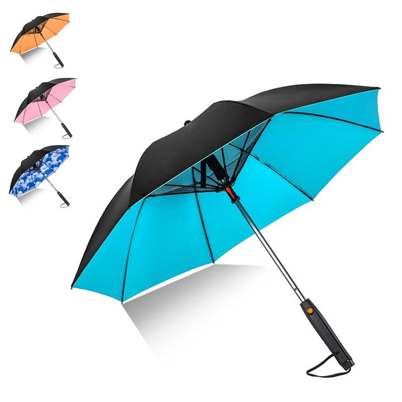 2024 3 in 1 UV Blocking Umbrella with Fan, Lightweight Folding Umbrella with Fan and Mister for Fishing, Golfing, Patio, Sand, and Travel - USB Rechargeable Cover Sun Umbrella Large Umbrella