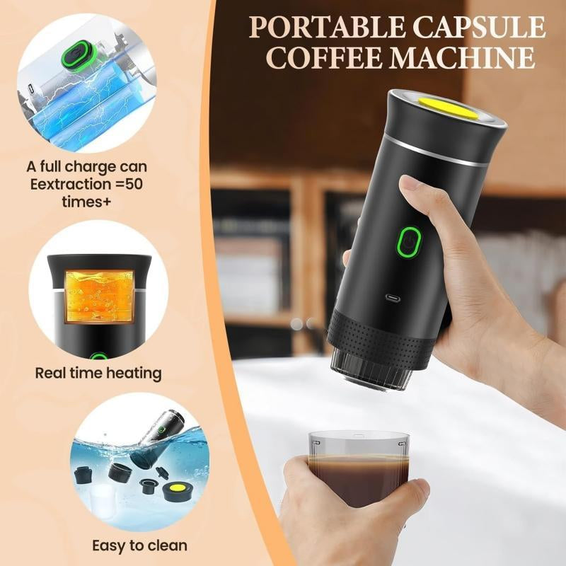 Portable Electric Coffee Machine, 1 Set USB Rechargeable Coffee Maker, 3 in 1 Design Coffee Machine for Capsules, Coffee Powder, Easy to Clean Nespresso Machine, Coffee-Making Tools