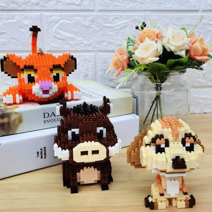 1856Pcs+ Cartoon Series the Lion King Micro Building Blocks Simba Timon Pumbaa Figures Diamond 3D Model Mini Brick Toy for Kids