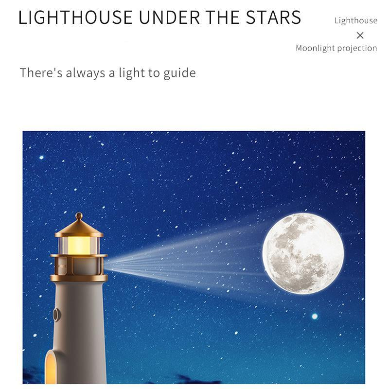 Moonlight Lighthouse Projection Ambient Light, 1 Count Creative Table Lamp, Human Motion Sensor Night Light for Room Decoration, Gift for Friend & Family