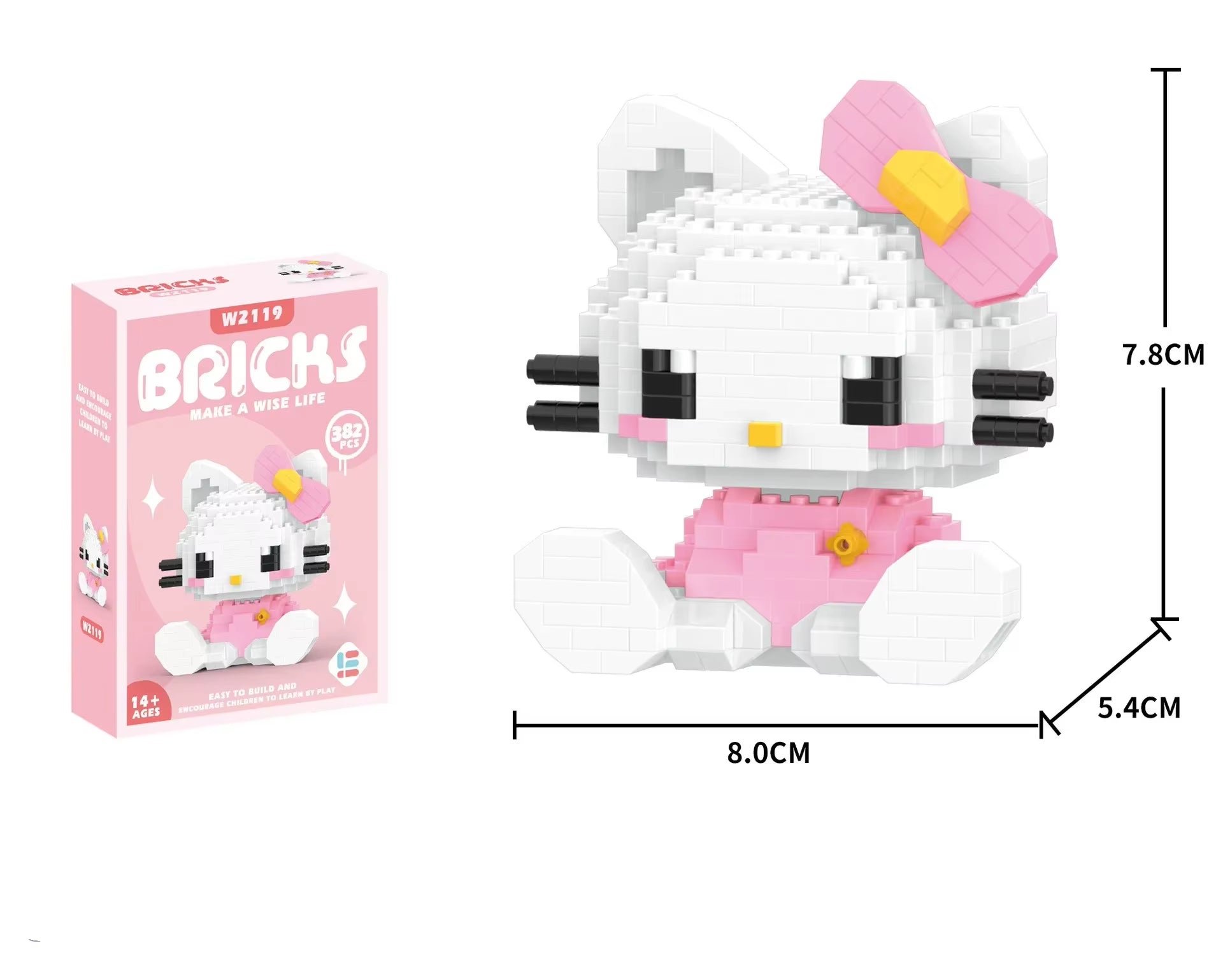 Hello Kitty Building Block Sanrio Anime Figure Kuromi Assembled Toys Decorative Ornament Model My Melody Children'S Puzzle Gifts