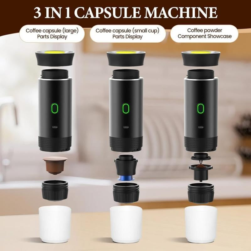 Portable Electric Coffee Machine, 1 Set USB Rechargeable Coffee Maker, 3 in 1 Design Coffee Machine for Capsules, Coffee Powder, Easy to Clean Nespresso Machine, Coffee-Making Tools