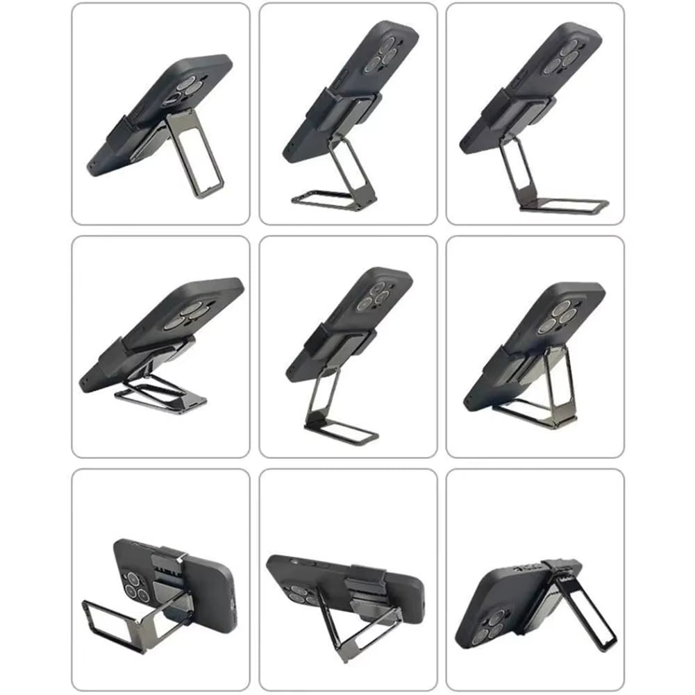 Back Fixed Clip Foldable Phone Holder Magnetic Metal Phone Support 360° Rotated Adjustable Desktop Phone Bracket for Travel