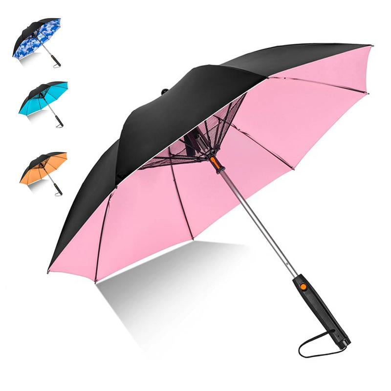 2024 3 in 1 UV Blocking Umbrella with Fan, Lightweight Folding Umbrella with Fan and Mister for Fishing, Golfing, Patio, Sand, and Travel - USB Rechargeable Cover Sun Umbrella Large Umbrella