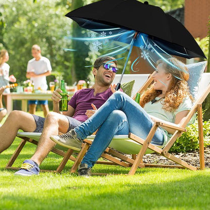 2024 3 in 1 UV Blocking Umbrella with Fan, Lightweight Folding Umbrella with Fan and Mister for Fishing, Golfing, Patio, Sand, and Travel - USB Rechargeable Cover Sun Umbrella Large Umbrella